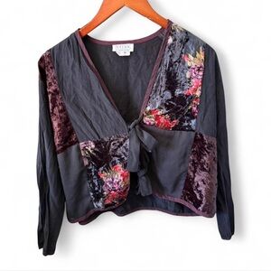 Vintage Petites Essay Women’s Long Sleeve Tie Front Blouse Whimsigoth Boho 6 M